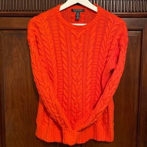 Ralph Lauren Orange Cable Knit Sweater
